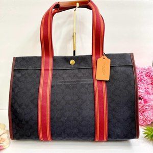NEW COACH Spin Tote 42 Signature Jacquard in Black/Red